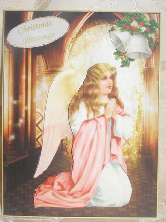 Vintage Christmas Angel Arched Background by Susan Smith