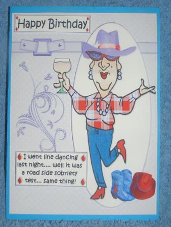 Edna Goes Line Dancing Quick Card by Susan Smith