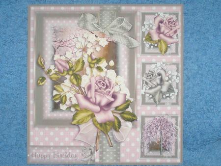 Beautiful Pink Rose and Polka Dots Card Front by Susan Smith
