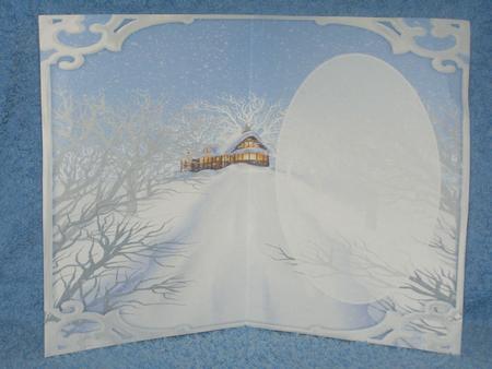 Snowy Cottage Insert, with Silver Frame by Susan Smith