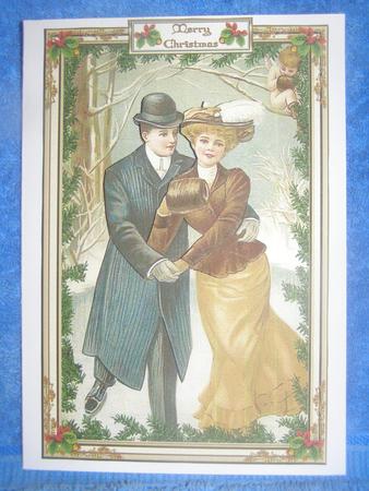 Ice-skating Decoupage Card Front by Susan Smith