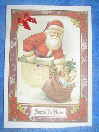 Christmas Santa is Here Decoupage Topper 3 by Susan Smith