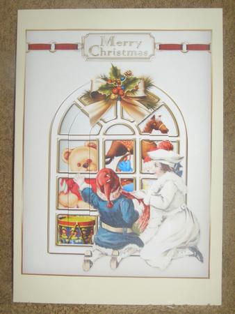 Vintage Christmas Toy Shop Window Shaped Pyramid by Susan Smith