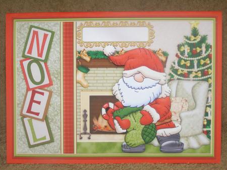 Santa Hanging Christmas Stockings Card Topper & Decoupage by Susan Smith