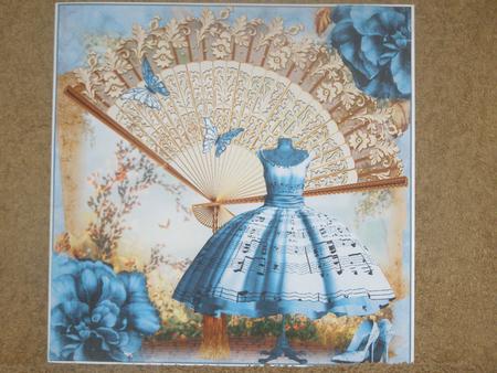 Beautiful Blue Vintage Music Dress by Susan Smith
