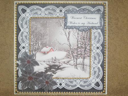 Winter Walk Warm Wishes Husband 8in Sentiment Topper by Susan Smith