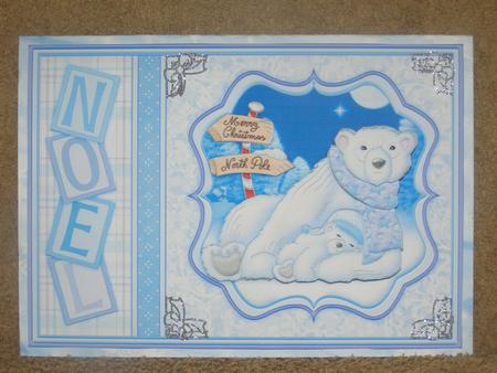 Polar Bear Mum & Baby Christmas Card Topper & Decoupage by Susan Smith
