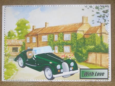 Country Cottage with Vintage Car by Susan Smith