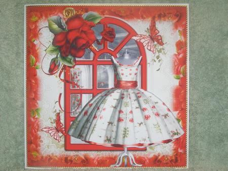 Vintage Style Red Rose Dress Card Front Kit by Susan Smith