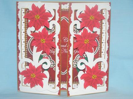 Red Poin Christmas & Year Fancy Swirl Gatefold Card & E Kit by Susan Smith