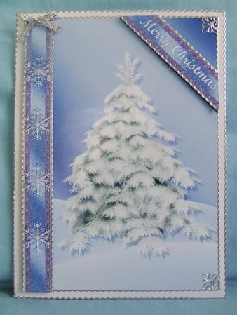 Blue Christmas Decoupage Quick Card by Susan Smith
