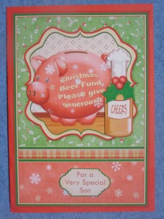 Christmas Beer Fund Card Topper & Decoupage by Susan Smith