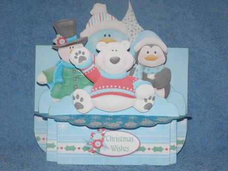 Cute Christmas Animals 3D Shelf Card with Card Box by Susan Smith