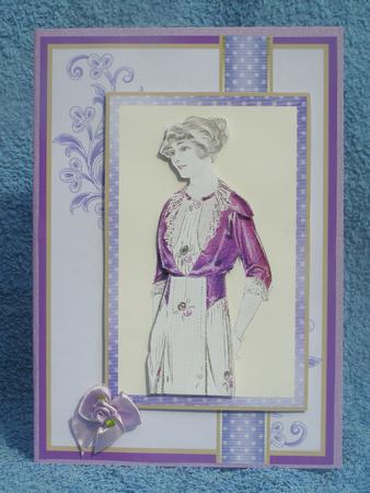Portrait of a Lady in Purple Ribbon Topper Card Front by Susan Smith