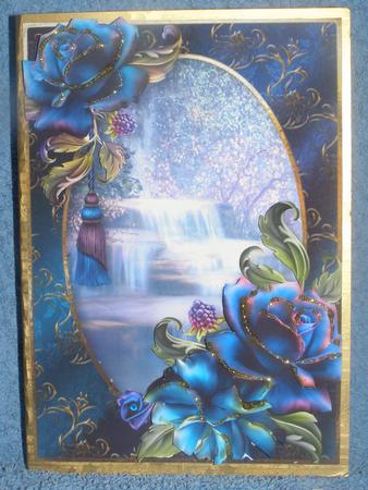Beautiful Blue Roses at the Waterfall by Susan Smith