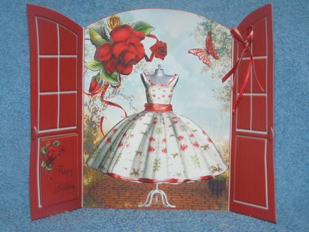 Beautiful Arched Door Gate Fold Card Kit Red Rose by Susan Smith