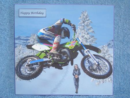 Showing Off Motorcross Biker Topper & Decoupage by Susan Smith
