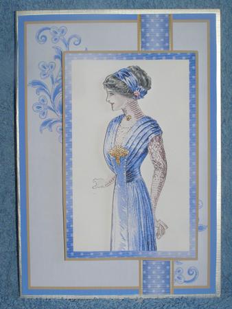 Portrait of a Lady in Mauve Ribbon Topper Card Front by Susan Smith