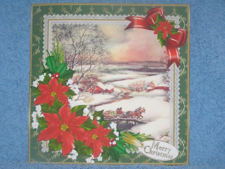 8x8 Vintage Christmas Scene Green by Susan Smith