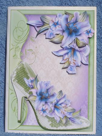 Fabulous Sequin Shoe with Purple Lilies by Susan Smith