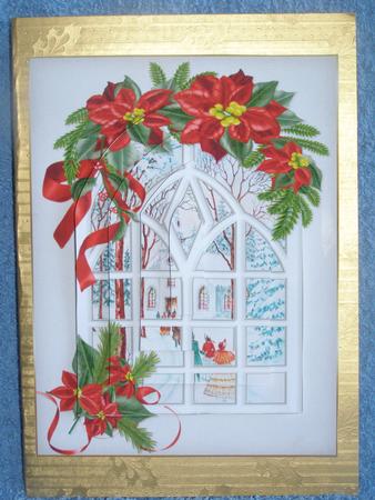 Vintage Christmas Church Through the Window Pyramid by Susan Smith