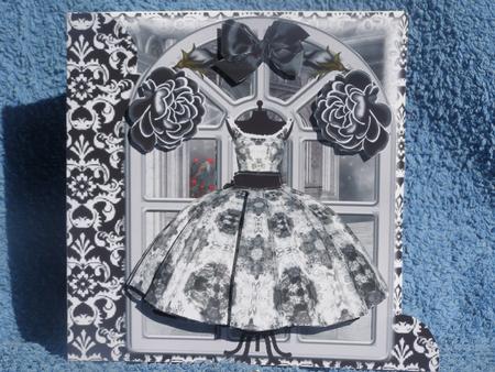 Beautiful Black and White Dress Over the Edge Card by Susan Smith