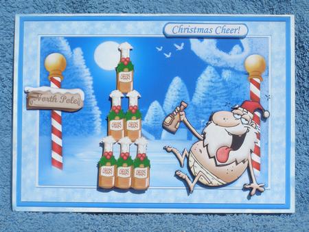 Santas Beer Tree Christmas Card Topper & Decoupage by Susan Smith