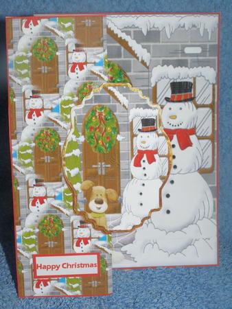 Snowman and Dog Fold Back Card with Toppers by Susan Smith