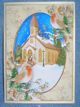 Christmas Church & Robins + Extra Plaque by Susan Smith