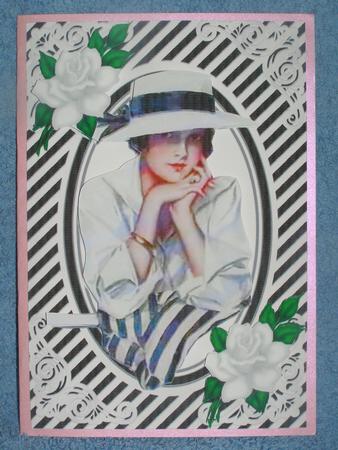 Beautiful Edwardian Lady in Black/white with White Roses by Susan Smith