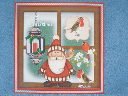Felt Santa & Birds Window by Susan Smith
