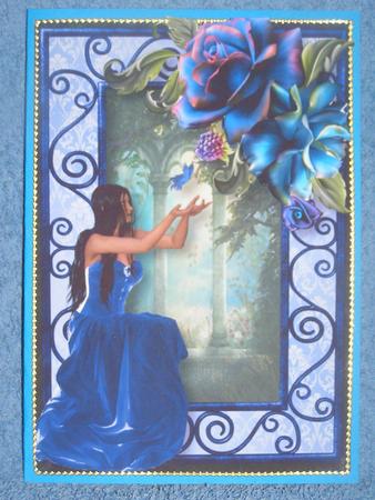 Beauty in Blue Dress with Beautiful Blue Roses by Susan Smith