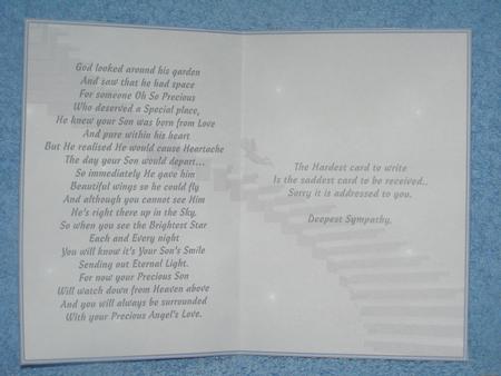 Loss of Son Sympathy Insert by Susan Smith