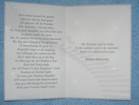 Loss of a Daughter Sympathy Insert by Susan Smith