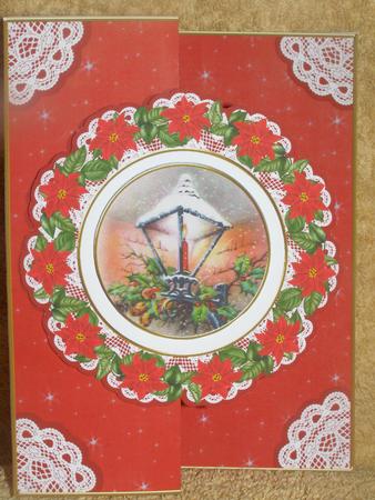Christmas Lantern Doily Faux Fold Back Card Mini Kit by Susan Smith