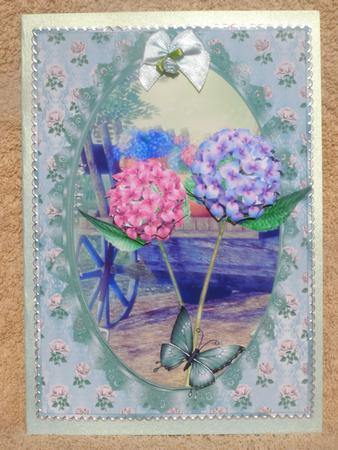Beautiful Vintage Style Hydrangea Card Front by Susan Smith