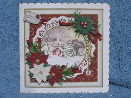 8x8 Vintage Christmas Snowy Village Church by Susan Smith