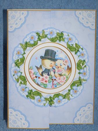 Love Bunnies Blue Doily Faux Fold Back Card Mini Kit by Susan Smith