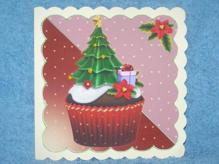 Christmas Tree Cupcake Corner Overlap Square Card Front by Susan Smith