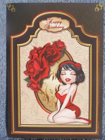 Beauty with Red Roses Shaped Card Front by Susan Smith