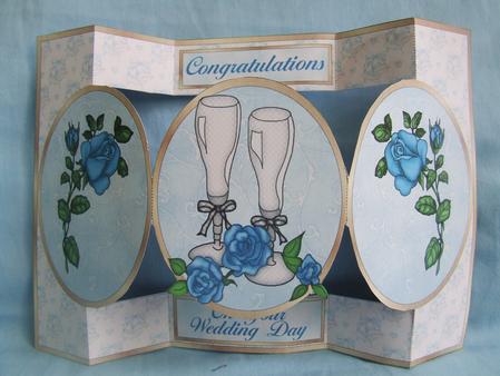 Roses & Champagne in Blue - Tri Shutter & Oval Wavy Stacker by Susan Smith