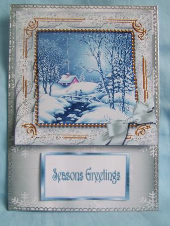Blue Winter Walk One Edge Scallop Bottom Stacker by Susan Smith