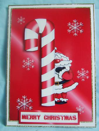 Candy Cane Santa Decoupage Quick Card by Susan Smith