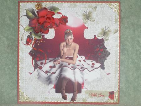 Vintage Style Red Rose Lace and Petticoats Topper by Susan Smith