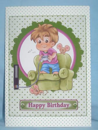 Young Birthday Boy Gamer Quick Card by Susan Smith