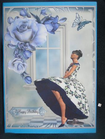 1950's Style Blue Window Beauty Topper by Susan Smith