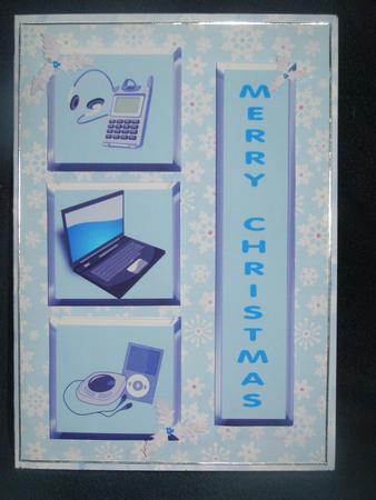 Gadget / Laptop Christmas Card Front & Decoupage by Susan Smith