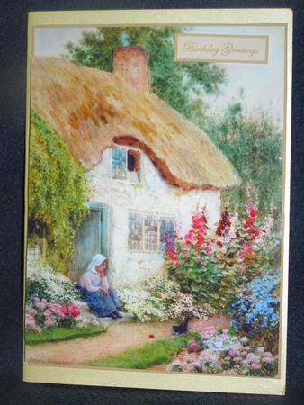 Sitting on the Doorstep Easy Cut Decoupage Card by Susan Smith