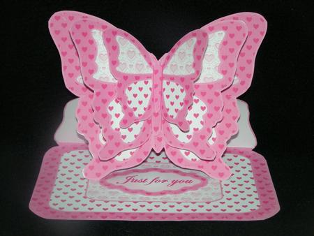Layered Butterfly Easel - Pink Hearts by Susan Smith
