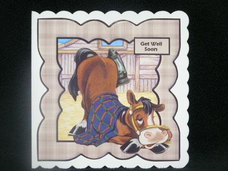 Poorly Horse Card with Decoupage by Susan Smith